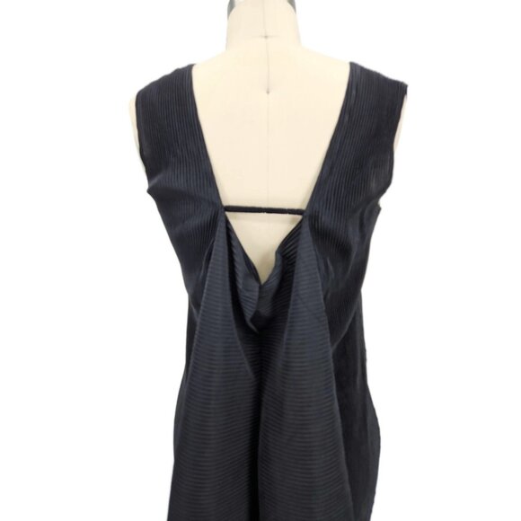 VTG Issey Miyake Black Pleated Maxi Dress Size 4 Attached Jacket Sleeves - Picture 9 of 15